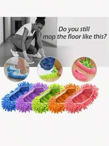 2 Pieces Set Of Ultra-Fine Fiber Mop Slippers - Reusable Mop Shoe Cover, Suitable For Kitchen, Bedroom, Living Room, Lazy Slipper Cover - Washable Slipper Cover Suitable For Dust Removal, Hair Sweeping, Floor Cleaning - Multicolor - View 8