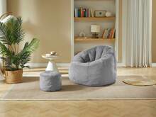 Cozy Flower Bean Bag With Footrest - Grey - 灰色 - 查看 5