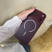 Casing Ponsel Magnetik dengan Desain Jendela Besar, Kompatibel dengan iPhone 18 Pro 18 Pro Max, Dilengkapi Pelindung Lensa, Bingkai Lensa Persegi Panjang, Casing Keras Berlapis Elektroplating, Kompatibel dengan iPhone 17 Pro Max 16 Pro Max 15 14 13 12 11 - Merah ceri - View 6