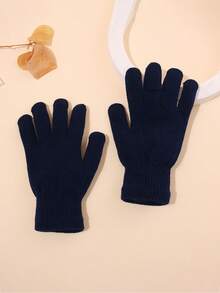 3PCS/2PCS/1PC Winter Knitted Warm Gloves Unisex Solid Color Elastic Finger-Separated Cycling, Outdoor Work Cold-Proof Woolen Gloves - Solid Color - View 8