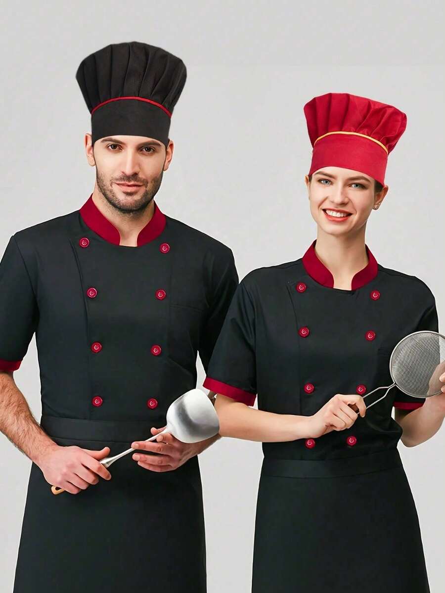 قبعة شيف مرنة للرجال، تصميم شريط مطاطي، مناسبة لمطبخ التموين، متجر المخبوزات، طهي الكافتيريا، قبعة عمل الشيف العالمية - متعدد الألوان - مشاهدة 1