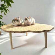1pc Corner-Shaped Solid Wood Hamster 2-Tier Platform Table, Small Pet Cage Bird Nest Decor, Easy To Install, Climbing Interactive 3D Toy, All-Season, Suitable For Multiple Scenarios - View 1