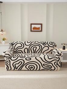 1PC Artistic Abstract Swirl Pattern Cationic Carved Texture Sofa Cover, Full Stretch Sofa Protector, Home Sofa Anti-Dirt Anti-Dust Cover, Machine Washable And Dry Cleanable, Suitable For 1/2/3/4 Seater Sofas, Autumn/Winter Style - Multicolor - View 5