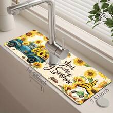 1pc Thanksgiving Floral Pattern Rubber Faucet Splash Guard, Bathroom Faucet Splash Pad, Mud Guard, Moisture-Proof Anti-Slip Faucet Pad, Kitchen Countertop Accessory. Protect Your Kitchen Countertop. - Multicolor - View 12