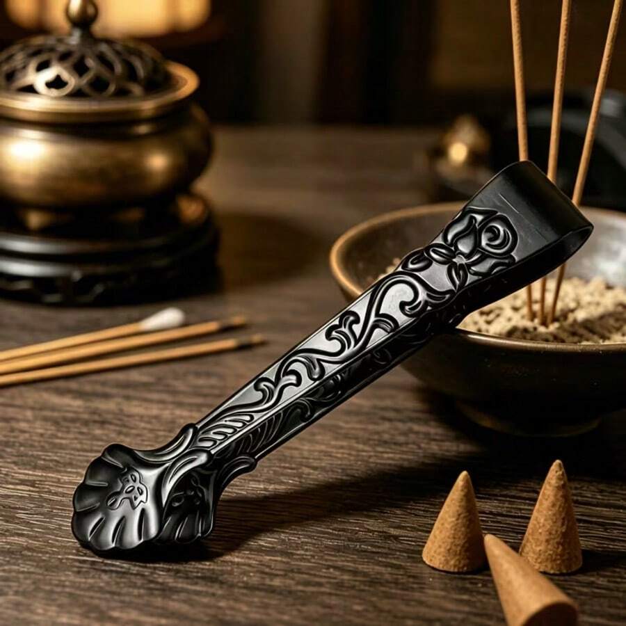 4pcs/1pc Metal Incense Burner Clip, Spice Clip, Charcoal Clip, Incense Burner Accessory, Small Gift, Carved Turtle Shell Leaf Shaped Clip, 3 Colors Available - Clip - View 1