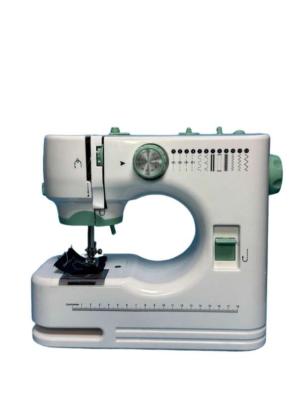 SMEGGEMS High-End Household Electric Sewing Machine, Green, Double-Needle Double-Thread, Automatic Winding 12-Stitch Edge Locking, Metal Tip, Adjustable Speed, One-Button Reverse Sewing, With Lighting, Suitable For Family Use, Handmade DIY, Holiday Gifts