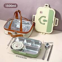 304 Stainless Steel Lunch Box, Bento Box Adult, Leakproof Japanese Bento Box With Utensils And Soup Bowl, Microwaveable Metal Lunch Box, Stainless Steel Containers With Lids, For School Student - Multicolor - View 23