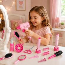Juego de rol de peluquera para niñas, kit de salón de belleza simulado con secador de pelo, rizador y espejo, herramientas de peinado completas, juguete de belleza de princesa para juego de fantasía, regalo perfecto para cumpleaños, Navidad, vacaciones, regreso a la escuela, Acción de Gracias y todas las festivida - Multicolor - Ver 2
