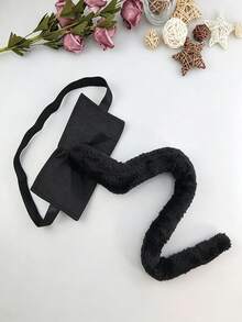 3pcs Halloween Animal Headband Set Cat Ear Headband Plush Tail Bell Collar Costume Accessory Kit - Multicolor - View 3