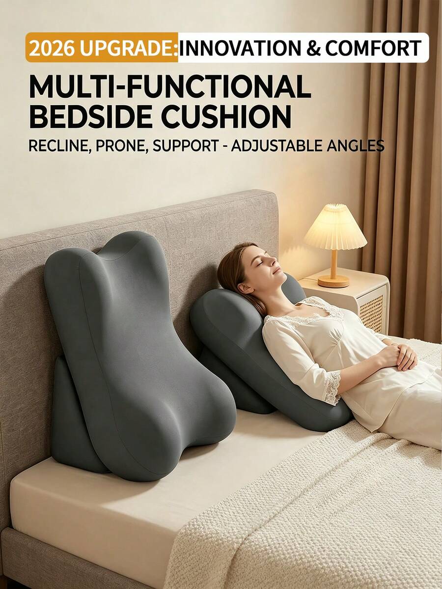 Adjustable Detachable Ergonomic Memory Foam Backrest Pillow, Bed Wedge Pillow With Leg Elevation Wedge Support, Inclined Back Support For Reading, Suitable For Bed, Sofa, Travel, Home Bedroom, Playing Mobile Games, Watching TV Series - A - View 1