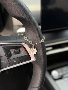1件合金雛菊水晶鏈汽車方向盤裝飾，汽車內飾裝飾配件 - A - 查看 2