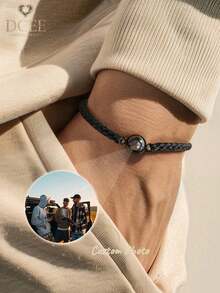 Customized Couple Projection Bracelet, Suitable For Mother's Day, Birthday, Graduation Gifts, Applicable For Couples And Families. - Black Bracelet 4 - View 2