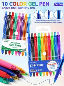 Set Pulpen Gel Warna-warni yang Dapat Ditarik, 8 Warna/10 Warna (Opsional), Ujung Tebal 0,7mm, Pulpen Berbasis Air Warna-warni yang Dapat Ditarik, Badan Transparan, Level Tinta Terlihat, Halus, Cepat Kering, untuk Menulis Jurnal, Menandai, Menggambar, Melukis, Pulpen Gel Multi-Warna yang Dapat Ditarik, untuk Pelajar, Kantor, Menulis, Spidol. - Tekan pena - View 4
