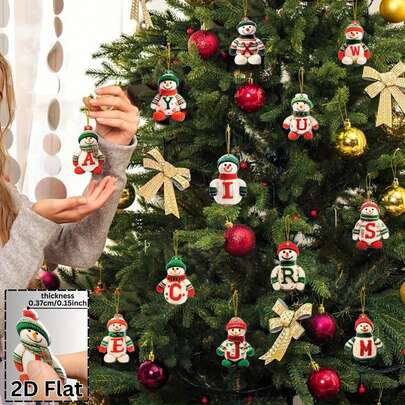 1 Piece 2D, Holiday Christmas Snowman 2D Flat-Print Acrylic Wall Hanging Decoration, Christmas Tree Decoration, Christmas Holiday Home Decoration And Party Decoration