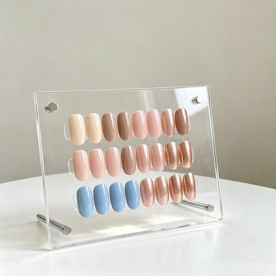 1pc Transparent Acrylic Nail Art Display Stand, Large Capacity False Nail Sample Storage Rack, Horizontal And Vertical Display Nail Color Card, Nail Art Photography Prop Display Background Board - Multicolor - View 1