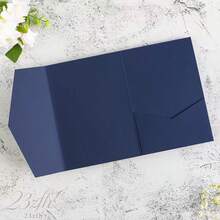 Wedding supplies, invitation cards 25入三折口袋式婚禮邀請函封面，訂婚、XV生日、洗禮簡單邀請函信封，DIY邀請函，5*7英吋口袋式客製化邀請函 - 藏藍色 - 查看 1