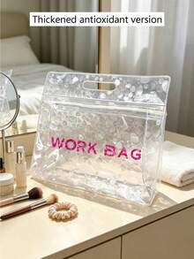 WORK BAG 手提收納袋 PVC 防水盥洗包 大容量化妝包，可用作通勤文件袋、健身收納袋、商務出差旅行盥洗包、雜物手提包，適合上班族、健身愛好者、學生、商務旅客，適用於中秋節、國慶日、新工作、生日禮物，結合化妝品收納、文件收納、泳衣收納、盥洗用品分裝、通勤、健身、短途旅行、宿舍等多場景防水透明手提包 - 彩色 - 查看 22
