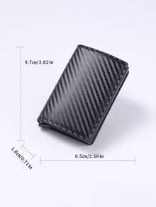 6/1pc Men's Slim RFID Wallet, Auto-Eject Card Holder, Black Aluminum Alloy, Solid Plain, Lightweight, All-Season Casual, For Daily Commute. - Multicolor - View 8