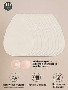 2 Pairs Disposable Breast Lift Tape For B-D Large Bust, Invisible Strapless Backless Self-Adhesive Push Up Sticky Bra For Women (Low Adhesion, Strong Adhesion May Harm Breasts) Includes 1 Pair Of Silicone Flower Nipple Covers - Multicolor - View 12