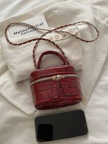 Lightweight Mini Chain Bag Quilted Handbag Bucket Bag Suitable For Girls, College Students And Office Workers - Burgundy - View 7