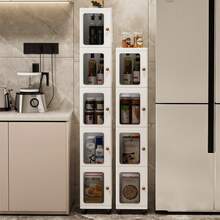 Multifunctional Stackable Rolling Storage Cabinet With Transparent Doors, Pantry Organizer, Kitchen Bathroom Shelf, Modular Stackable Rack For Kitchen, Bedroom, Bathroom, Pantry, Narrow Space Storage, 3/4/5/6 Tiers - View 5