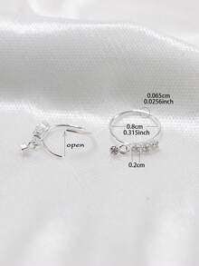 1件925纯银鼻环，锆石耳软骨耳环，垂坠式鼻部穿刺饰品 - 銀色 - 查看 3