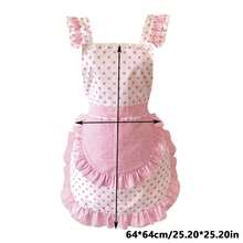 Pink Polka Dot Ruffle Apron, Suitable For Kitchen, Baking And Cooking, Can Be Used As Wedding And Holiday Photo Prop, Also Suitable For Garden Decoration, Perfect Gift Choice - Multicolor - View 3