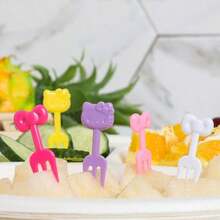 Sanrio 10pcs Hello Kitty Cute Fruit Forks, Party Dessert Forks, Suitable For School And Various Occasions, Reusable, Suitable For Fruit, Cake, Ice Cream - Summer Tableware, Lunch Box, Plate Decoration, Restaurant - Home, Outdoor Picnic - A - View 6