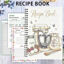 1pc Spiral Bound Personalized Recipe Notebook, Blank Recipe Book For Writing Your Own Recipes, Recipe Journal, Homemade Diary Spiral Notebook, Back To School Season School Supplies - Multicolor - View 2