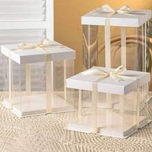 Transparent Gift Box, Gift Packaging Box Suitable For Party Gifts, Birthday, Wedding, Christmas, Mother's Day, Thanksgiving, Graduation Season, Gift Box, Bouquet, Dust-Proof Display, Home Decor, Includes 1 Random Ribbon - Multicolor - View 4