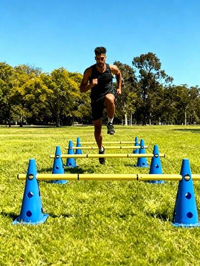 1 Set de Conos Marcadores de Entrenamiento de Fútbol con Poste, Conos de Entrenamiento de Integración Sensorial, Barra de Agilidad Multifuncional Ajustable