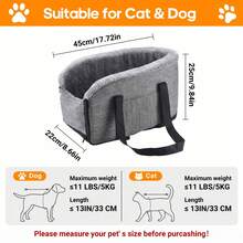 Senmeo Pet Car Booster Seat,Plush Lined Pet Car Carrier With Fixed Buckle And Bottom Straps,Storage Pocket & Cushion For Small Dog Cat Road Trip Pet Travel Carrier - Gray - View 3