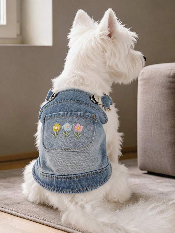 PETCIRCLE 1PC Pet Clothes Autumn/Winter Small Dog Puppy Cat Cute Personalized Brand Vintage Distressed Overall Dress Spring Floral Dress