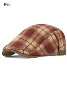 Men Retro Plaid Pattern Adjustable Ivy Flat Cap Casual Newsboy Hat - Plaid - View 10