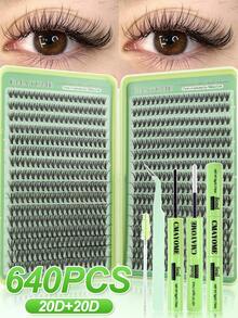 640/200pcs DIY Single Cluster False Eyelashes, Multiple Styles 9-16mm Mixed Length, 10D/20D Free Matching, Suitable For Natural Korean And Japanese Makeup, Soft And Durable, Lightweight And Delicate, Includes Glue, Brush And Tweezers Set, Easy For Daily, Date, Party And Holiday Use - Mint Green - View 18