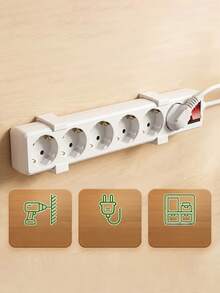 2/4/6pcs Power Adapter Mounting Brackets, With Hooks And Wall Mounting Holes, For Desktop Outlet Organization And Fixing - Multicolor - View 4