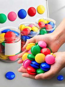 12/28/56pcs Round Whiteboard Magnets, Bulletin Board/Planner Magnets, 20mm Round Plastic Coated Magnetic Buttons, Fridge Whiteboard Magnets, Suitable For School, Office, Home - Multicolor - View 1