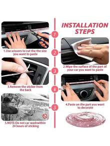 1pc/92cm Shiny Car Trim Strip, Shiny Car Trim Strip, Rhinestone Trim Strip, Car Dashboard Decorative Sequins Interior And Exterior Accessories, Car Diamond Inlay Trim Strip, DIY 1 Piece - A - View 6