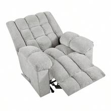 Gentle Rocking Motion Reclining Chair 1pc Light Gray Chenille Upholstery Ultra Comfort Living Room Furniture - Light Gray + Plywood + Contemporary + Modern1 - View 5