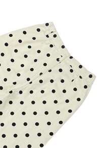 UMINOW Women's Polka Dot Print Woven Straight Leg Pants, Casual Daily Versatile White - White - View 7