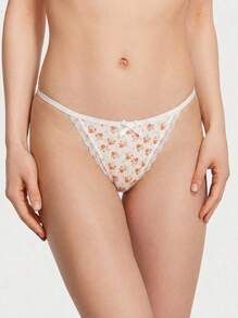 Aesletic 6pcs Comfortable Solid Color/Floral Print Women's Low-Rise Thong Panties - Multicolor - View 2