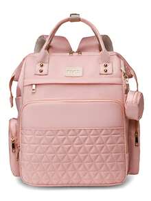 Tas Popok Ransel, Tas Perlengkapan Bayi untuk Perjalanan, Tas Bayi Kapasitas Besar untuk Kebutuhan Perjalanan dengan Alas Anti Air, Tali Pengikat Stroller dan Kotak Empeng, Unisex, Warna Polos - MultiWarna - View 16