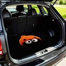 1pc Cartoon Car Trunk Mat, Black Big Eyes With Orange Knit Hat Surprised Expression, Suitable For Sedans, Trucks And SUVs, All-Season Use, Multi-Functional Trunk Storage Mat Keeps Car Interior Clean, Ideal For Daily Commute, Interior Upgrade, Car Interior Accessories - Orange Hat - View 2