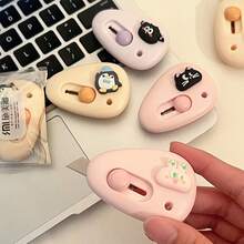 3pcs/Set Random Color Cute Mini Utility Knife, Portable Retractable Box Cutter, Office Supplies Unboxing - Color: Random - View 9