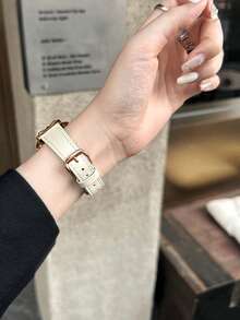 1件裝 女款優雅金屬蝴蝶結水鑽夏季透氣舒適手錶錶帶，適用 38/40/41/44/45/49/42/46mm S11/SE3/Ultra3/Ultra/SE/SE2/10/9/8/7/6/5/4/3/2/1 - 米色 玫金扣 - 查看 7