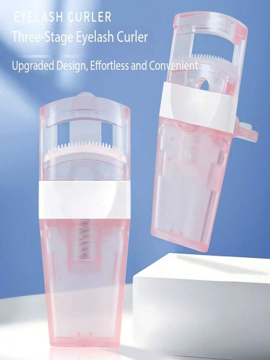 1pc Segmented Transparent Pink & White Portable Eyelash Curler With Comb Teeth, Upgraded Segmented Curling Eyelash Makeup Clamp, Effortless Operation With Segmented Shaping, Easy To Use Without Pinching Eyelids, Effortlessly Create Layered Sunflower Long-Lasting Curly Eyelash Effect, Beginner-Friendly - Multicolor - View 1