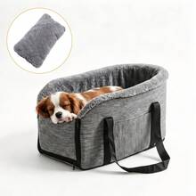 Senmeo Pet Car Booster Seat,Plush Lined Pet Car Carrier With Fixed Buckle And Bottom Straps,Storage Pocket & Cushion For Small Dog Cat Road Trip Pet Travel Carrier - Gray - View 2