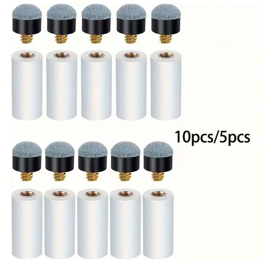 5pcs/10pcs Billiard Cue Tip Replacement, With White Billiard Cue Tip, Threaded Billiard Cue Tip, 12mm (Blue) - White - View 1