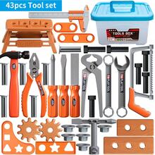 42/43/46/55pcs Kids Pretend Play Tool Box Toy Set DIY Assembly Simulation Screw-Turning Electric Drill Toy Kit Includes Disassembly And Assembly Tools, Screws, And Simulated Repair Kit Best Birthday Gift For Boys No Batteries Included - Orange - View 6