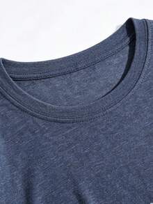 Men's School Graphic Tee, Summer Cartoon Print, Streetwear Aesthetic Cotton Loose Fit Top Daily Street Wear - 藏青色 - 查看 5
